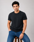 Stagley Men's 100% Cotton Round Neck T-Shirt | Soft, Breathable & Comfortable | Half Sleeve | Regular Fit | Solid Casual Everyday Wear (Black)