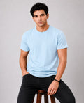 Stagley Men's 100% Cotton Round Neck T-Shirt | Soft, Breathable & Comfortable | Half Sleeve | Regular Fit | Solid Casual Everyday Wear (Sky Blue)