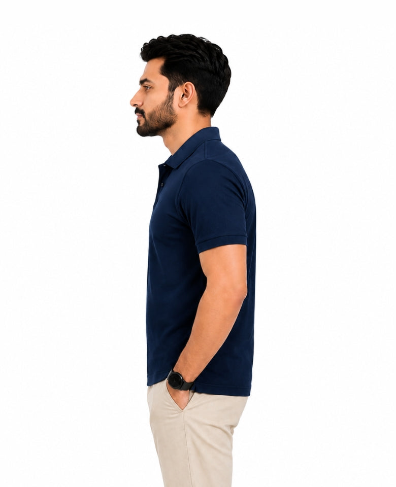 Stagley Men's Micro Polyester Dry Fit Polo T-Shirt | Quick Dry, Breathable & Lightweight | Regular Fit | Collared Half Sleeve Sports, Office & Casual Wear (Navy Blue)