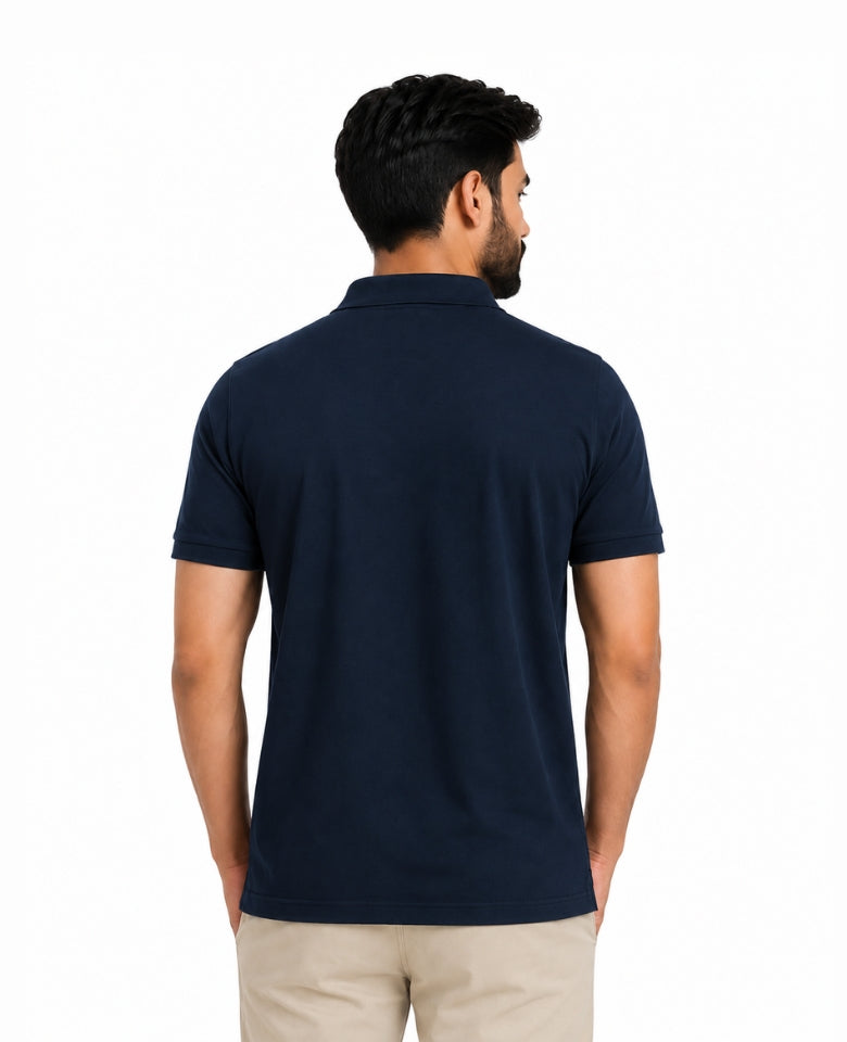 Stagley Men's Micro Polyester Dry Fit Polo T-Shirt | Quick Dry, Breathable & Lightweight | Regular Fit | Collared Half Sleeve Sports, Office & Casual Wear (Navy Blue)
