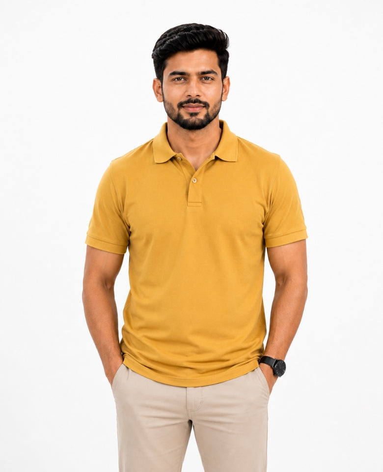 Stagley Men's Micro Polyester Dry Fit Polo T-Shirt | Quick Dry, Breathable & Lightweight | Regular Fit | Collared Half Sleeve Sports, Office & Casual Wear (Mustard)