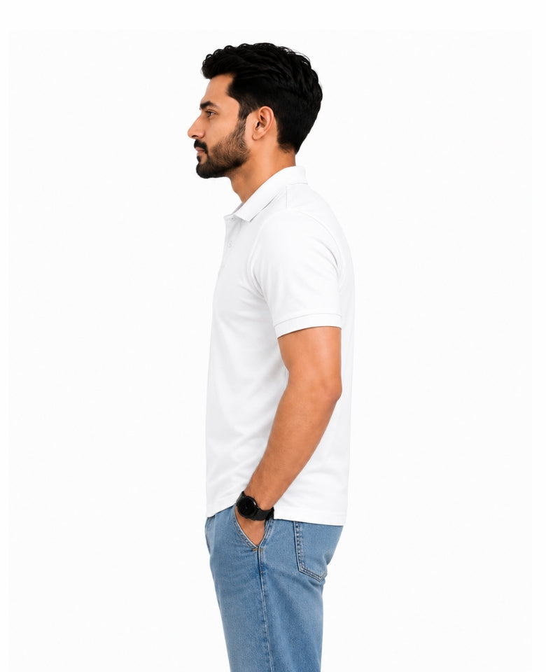 Stagley Men's Micro Polyester Dry Fit Polo T-Shirt | Quick Dry, Breathable & Lightweight | Regular Fit | Collared Half Sleeve Sports, Office & Casual Wear (White)