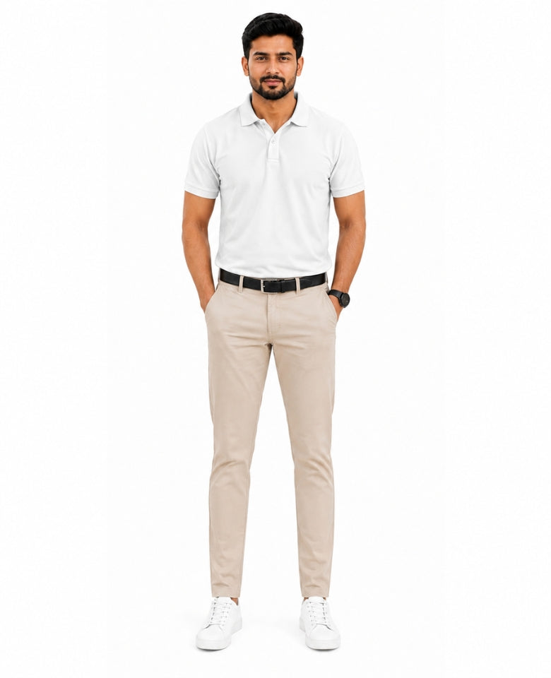 Stagley Men's Micro Polyester Dry Fit Polo T-Shirt | Quick Dry, Breathable & Lightweight | Regular Fit | Collared Half Sleeve Sports, Office & Casual Wear (White)
