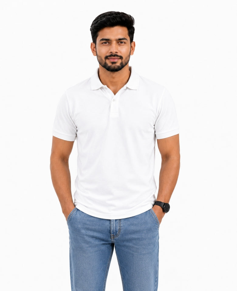 Stagley Men's Micro Polyester Dry Fit Polo T-Shirt | Quick Dry, Breathable & Lightweight | Regular Fit | Collared Half Sleeve Sports, Office & Casual Wear (White)