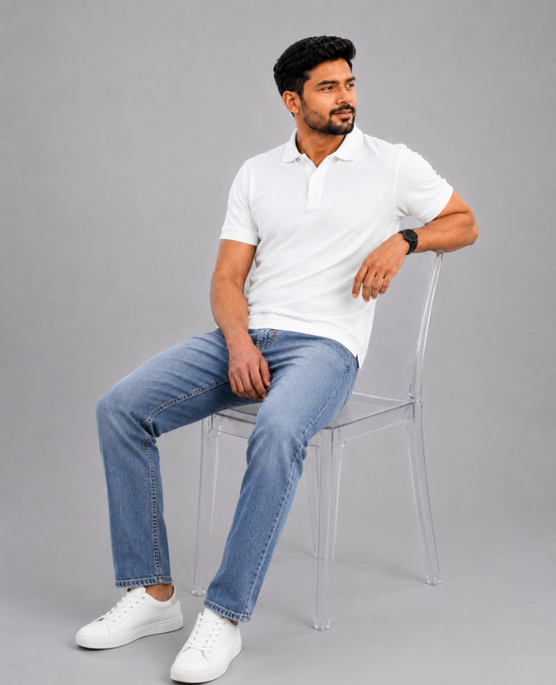 Stagley Men's Micro Polyester Dry Fit Polo T-Shirt | Quick Dry, Breathable & Lightweight | Regular Fit | Collared Half Sleeve Sports, Office & Casual Wear (White)