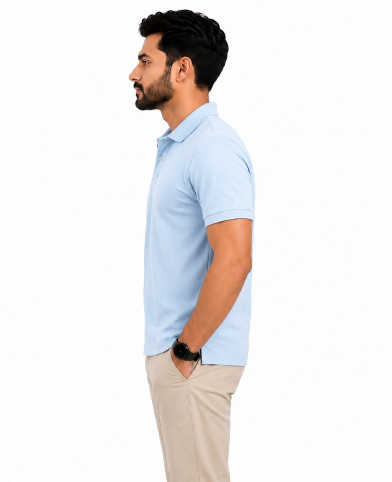 Stagley Men's Micro Polyester Dry Fit Polo T-Shirt | Quick Dry, Breathable & Lightweight | Regular Fit | Collared Half Sleeve Sports, Office & Casual Wear (Sky Blue)