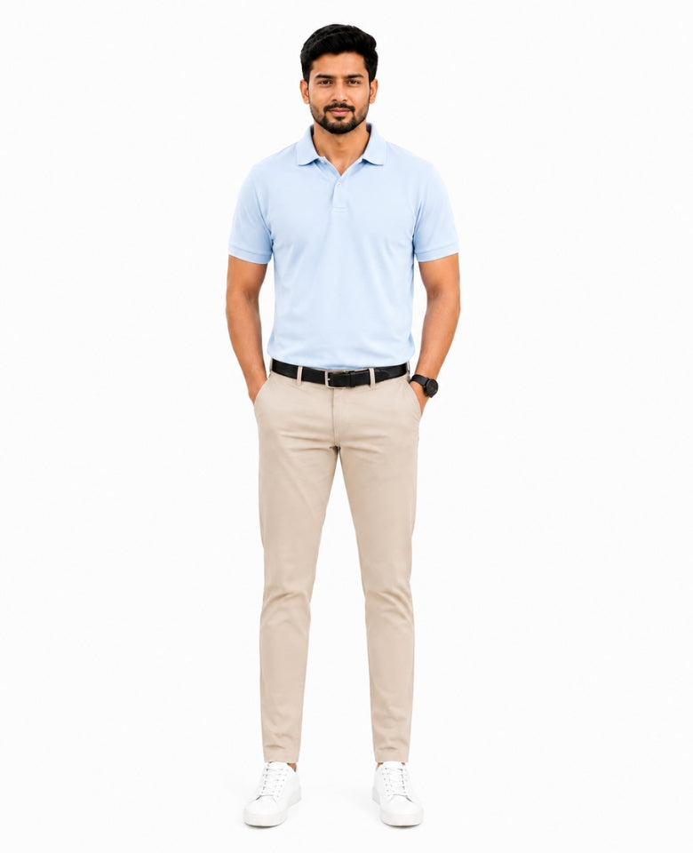 Stagley Men's Micro Polyester Dry Fit Polo T-Shirt | Quick Dry, Breathable & Lightweight | Regular Fit | Collared Half Sleeve Sports, Office & Casual Wear (Sky Blue)