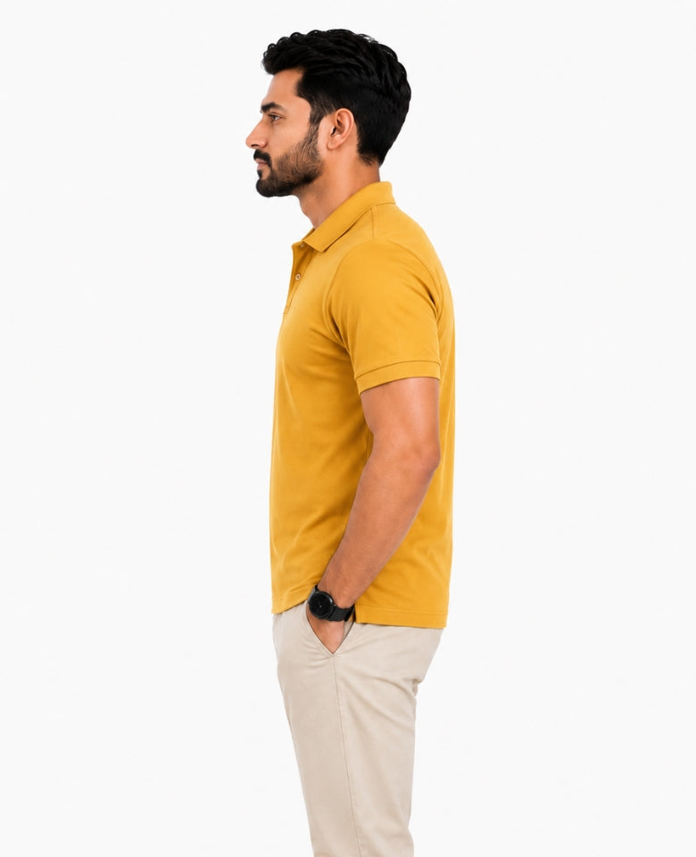 Stagley Men's Micro Polyester Dry Fit Polo T-Shirt | Quick Dry, Breathable & Lightweight | Regular Fit | Collared Half Sleeve Sports, Office & Casual Wear (Mustard)