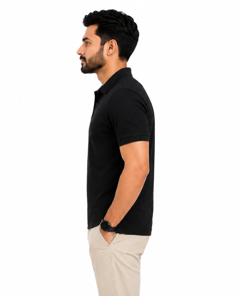 Stagley Men's Micro Polyester Dry Fit Polo T-Shirt | Quick Dry, Breathable & Lightweight | Regular Fit | Collared Half Sleeve Sports, Office & Casual Wear (Black)