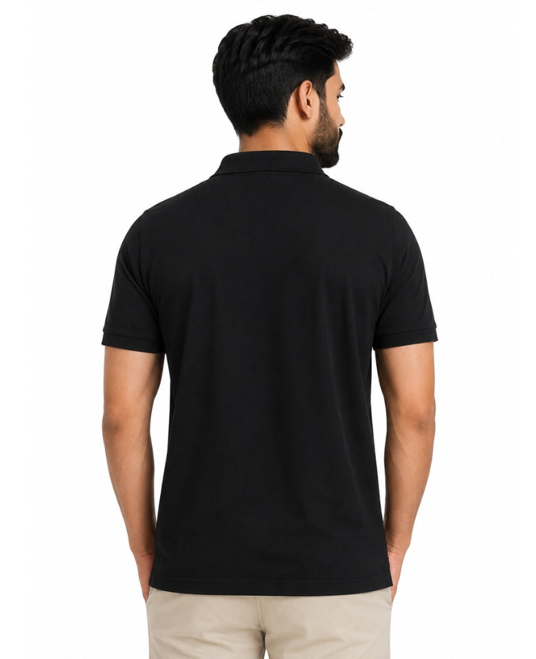 Stagley Men's Micro Polyester Dry Fit Polo T-Shirt | Quick Dry, Breathable & Lightweight | Regular Fit | Collared Half Sleeve Sports, Office & Casual Wear (Black)