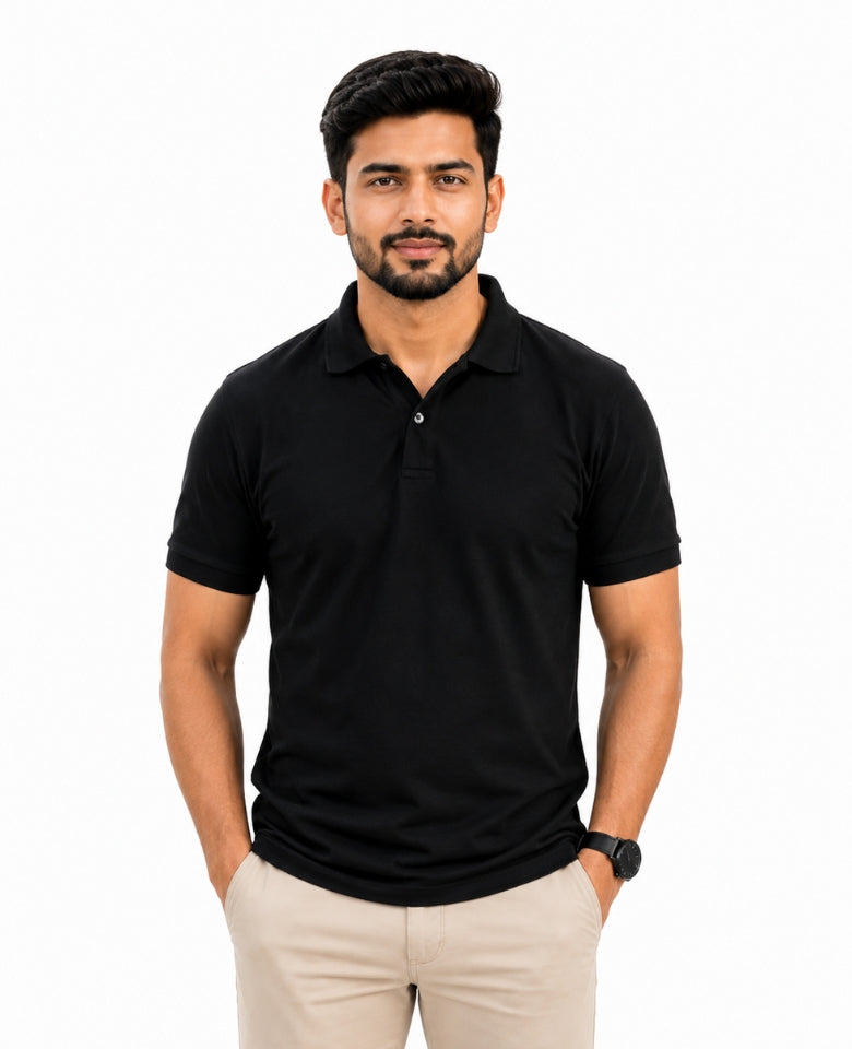 Stagley Men's Micro Polyester Dry Fit Polo T-Shirt | Quick Dry, Breathable & Lightweight | Regular Fit | Collared Half Sleeve Sports, Office & Casual Wear (Black)