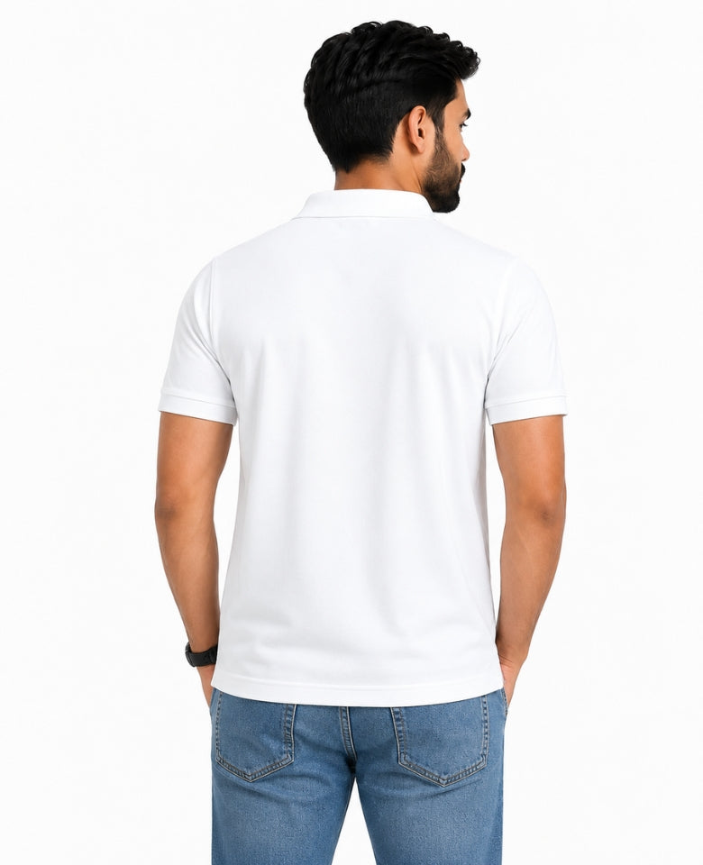 Stagley Men's Micro Polyester Dry Fit Polo T-Shirt | Quick Dry, Breathable & Lightweight | Regular Fit | Collared Half Sleeve Sports, Office & Casual Wear (White)