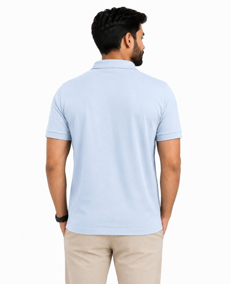 Stagley Men's Micro Polyester Dry Fit Polo T-Shirt | Quick Dry, Breathable & Lightweight | Regular Fit | Collared Half Sleeve Sports, Office & Casual Wear (Sky Blue)