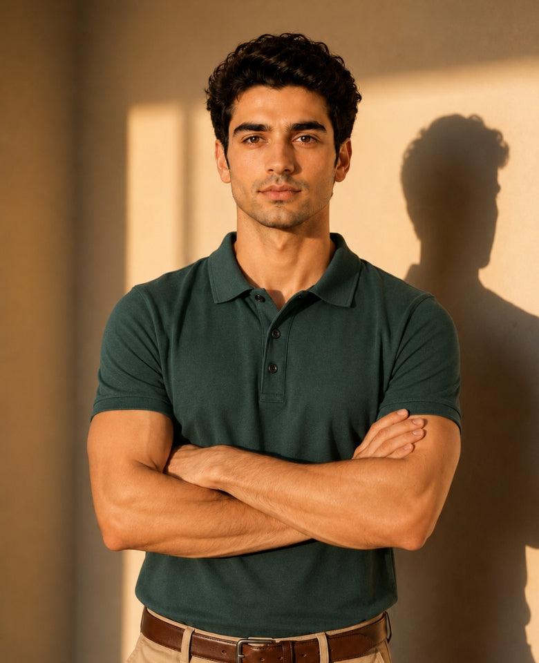 Vinson Men's 100% Cotton Polo T-Shirt | Soft, Breathable & Comfortable | Regular Fit | Half Sleeve Collared | Casual, Office & Everyday Wear (Bottle Green)