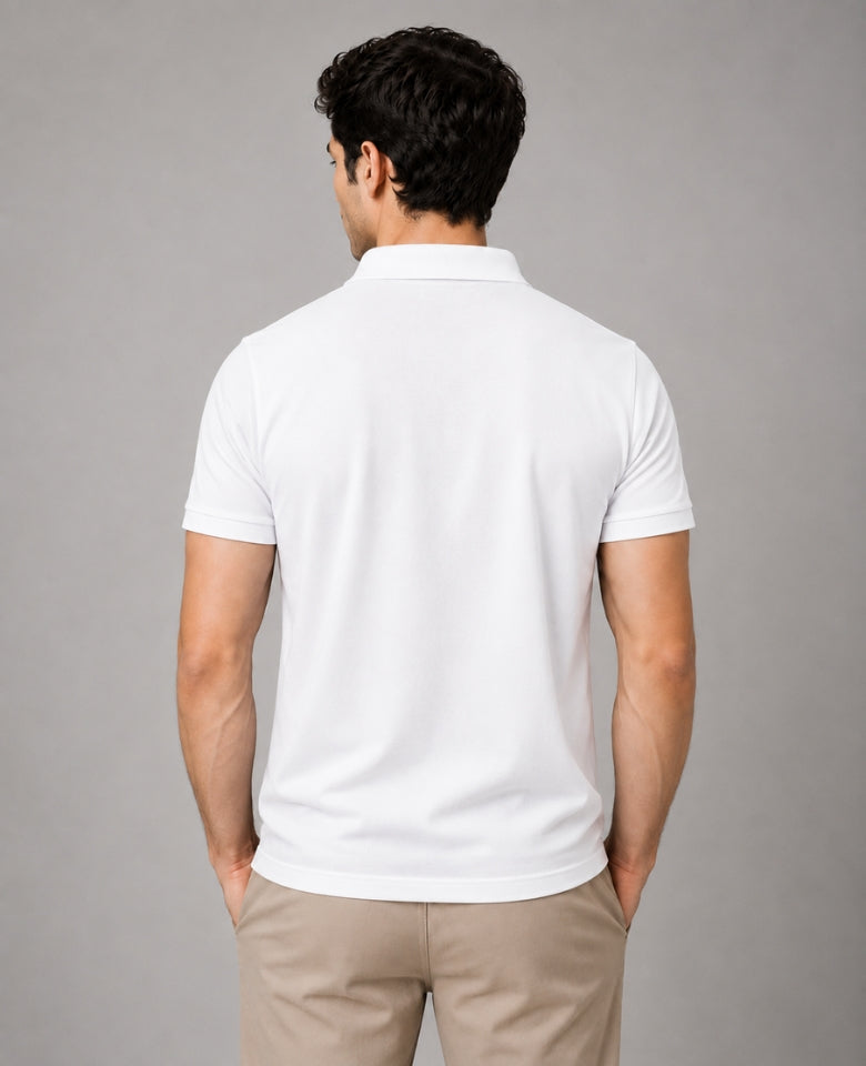 Vinson Men's 100% Cotton Polo T-Shirt | Soft, Breathable & Comfortable | Regular Fit | Half Sleeve Collared | Casual, Office & Everyday Wear (White)