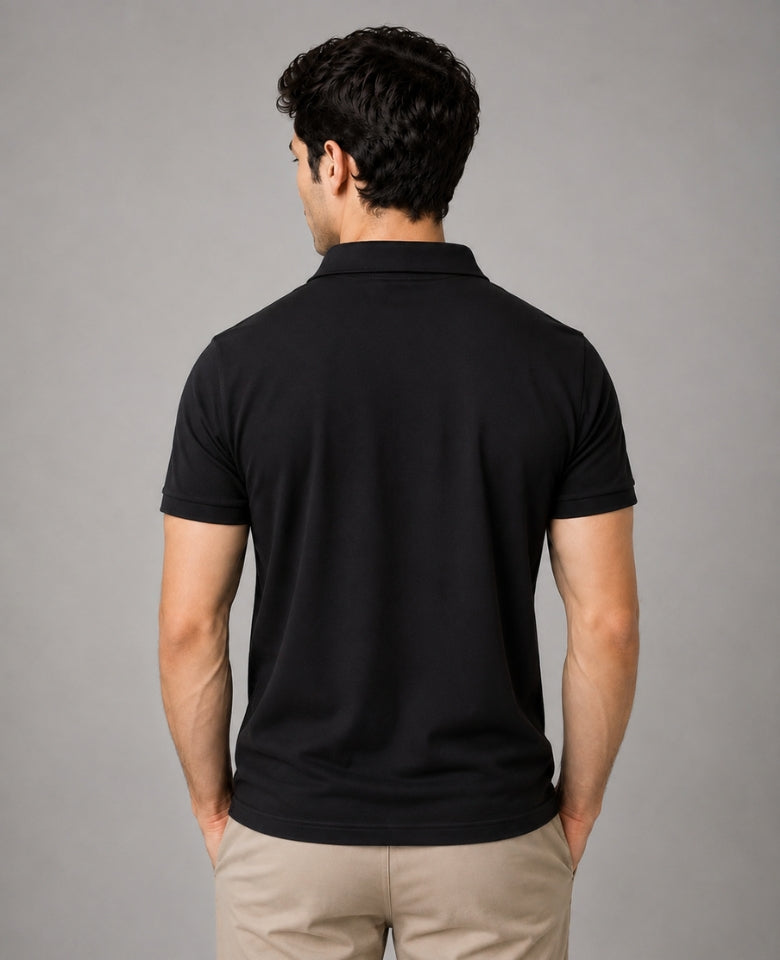 Vinson Men's 100% Cotton Polo T-Shirt | Soft, Breathable & Comfortable | Regular Fit | Half Sleeve Collared | Casual, Office & Everyday Wear (Black)