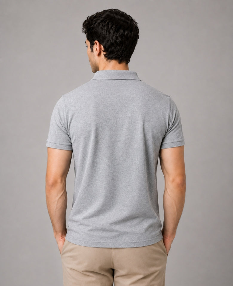 Vinson Men's 100% Cotton Polo T-Shirt | Soft, Breathable & Comfortable | Regular Fit | Half Sleeve Collared | Casual, Office & Everyday Wear (Grey)