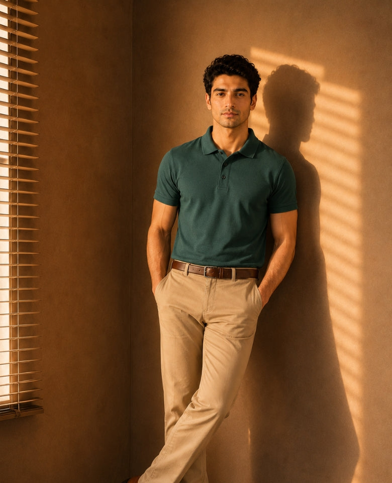Vinson Men's 100% Cotton Polo T-Shirt | Soft, Breathable & Comfortable | Regular Fit | Half Sleeve Collared | Casual, Office & Everyday Wear (Bottle Green)
