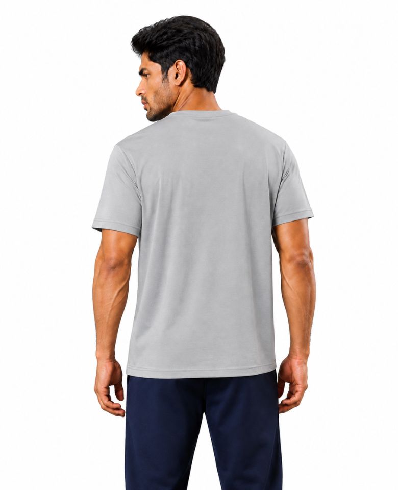 JMP Max Dri Men's Micro Polyester Dry Fit T-Shirt | Quick Dry, Breathable & Lightweight | Half Sleeve Round Neck | Regular Fit, Sports, Gym, Running & Casual Wear (Grey)