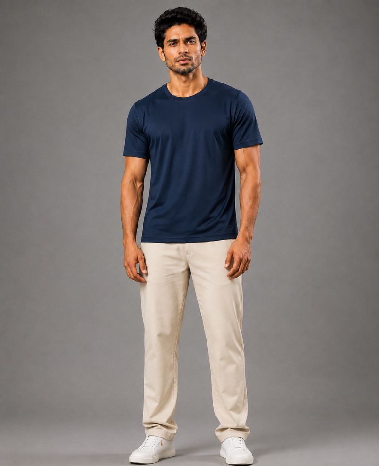 JMP Max Dri Men's Micro Polyester Dry Fit T-Shirt | Quick Dry, Breathable & Lightweight | Half Sleeve Round Neck | Regular Fit, Sports, Gym, Running & Casual Wear (Navy Blue)