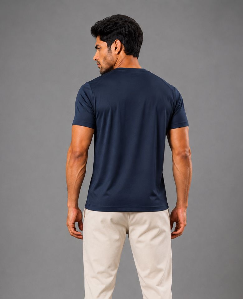 JMP Max Dri Men's Micro Polyester Dry Fit T-Shirt | Quick Dry, Breathable & Lightweight | Half Sleeve Round Neck | Regular Fit, Sports, Gym, Running & Casual Wear (Navy Blue)