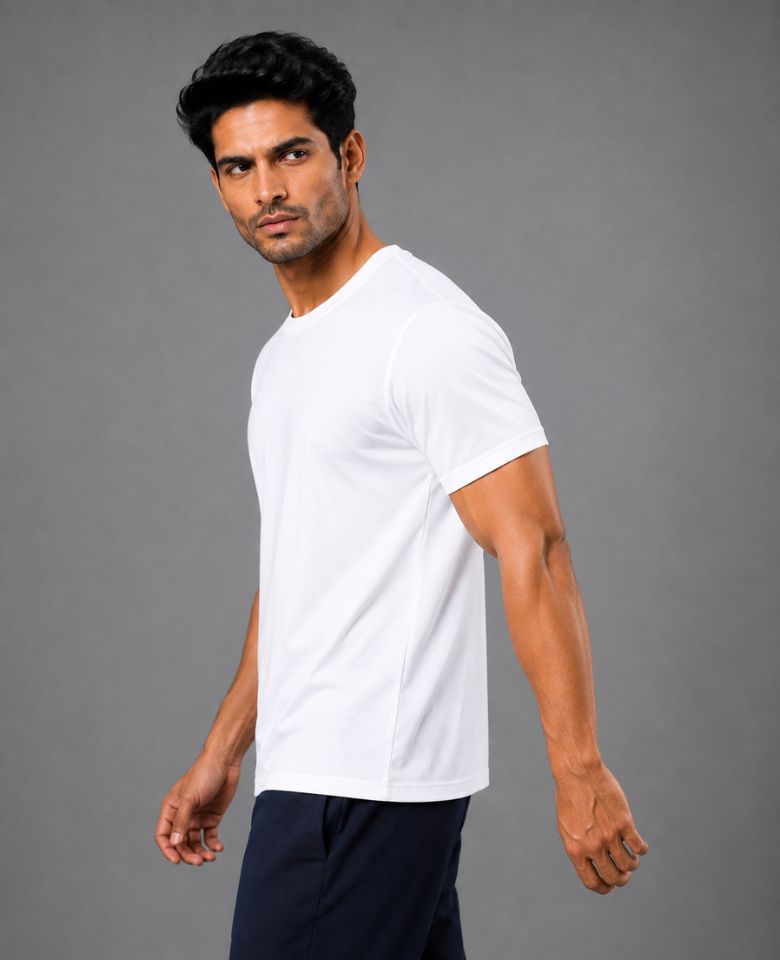 JMP Max Dri Men's Micro Polyester Dry Fit T-Shirt | Quick Dry, Breathable & Lightweight | Half Sleeve Round Neck | Regular Fit, Sports, Gym, Running & Casual Wear (White)