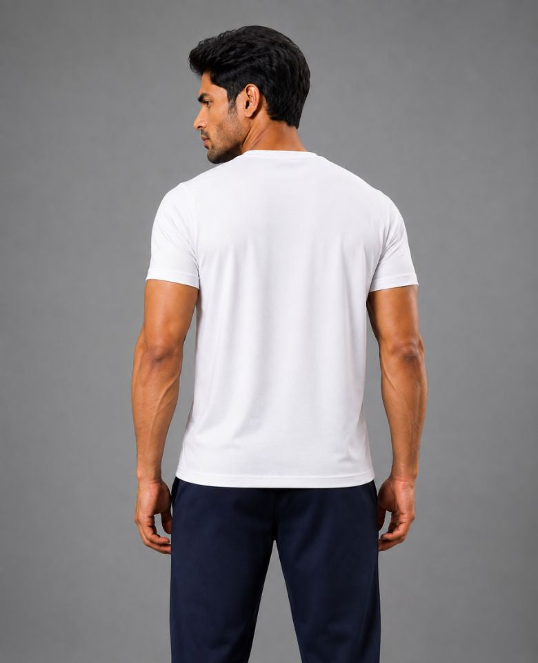 JMP Max Dri Men's Micro Polyester Dry Fit T-Shirt | Quick Dry, Breathable & Lightweight | Half Sleeve Round Neck | Regular Fit, Sports, Gym, Running & Casual Wear (White)