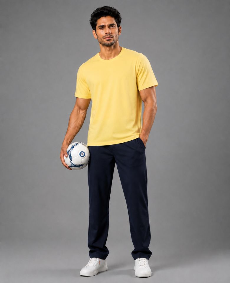 JMP Max Dri Men's Micro Polyester Dry Fit T-Shirt | Quick Dry, Breathable & Lightweight | Half Sleeve Round Neck | Regular Fit, Sports, Gym, Running & Casual Wear (Yellow)