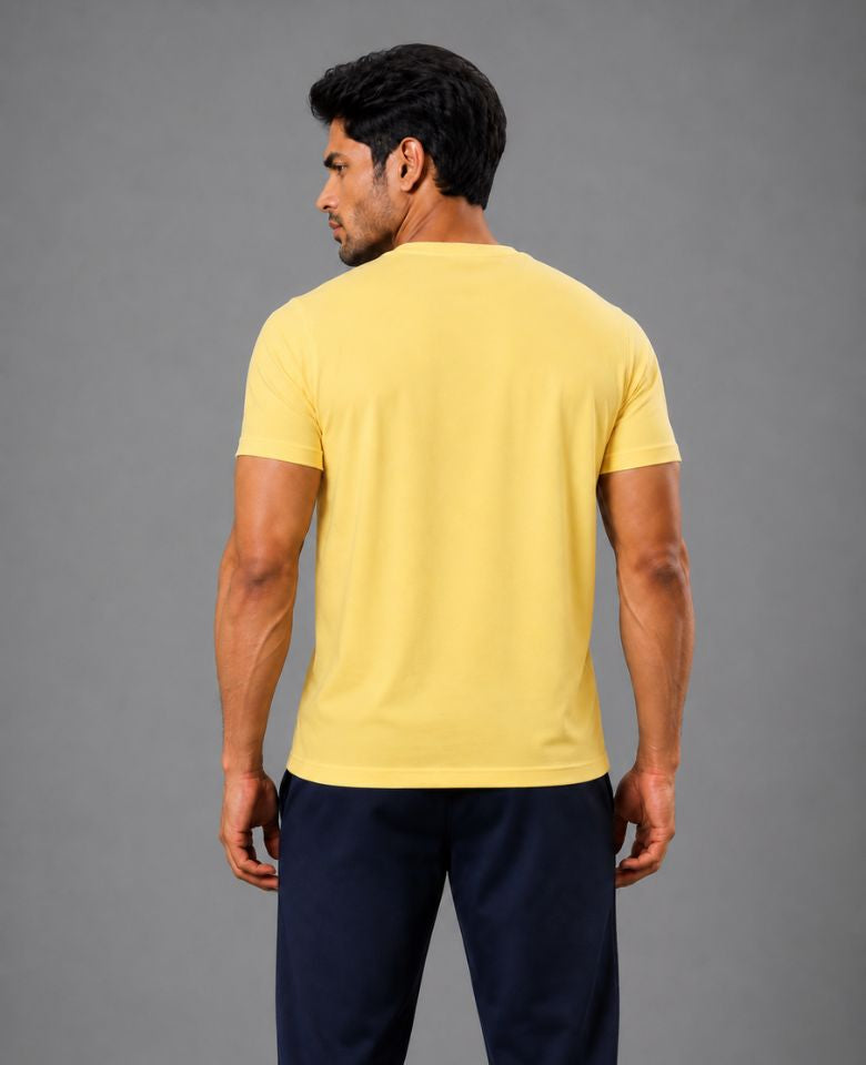 JMP Max Dri Men's Micro Polyester Dry Fit T-Shirt | Quick Dry, Breathable & Lightweight | Half Sleeve Round Neck | Regular Fit, Sports, Gym, Running & Casual Wear (Yellow)