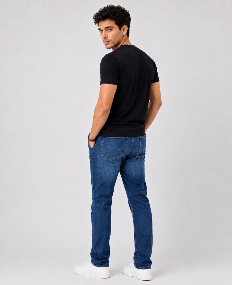 Stagley Men's 100% Cotton Round Neck T-Shirt | Soft, Breathable & Comfortable | Half Sleeve | Regular Fit | Solid Casual Everyday Wear (Black)