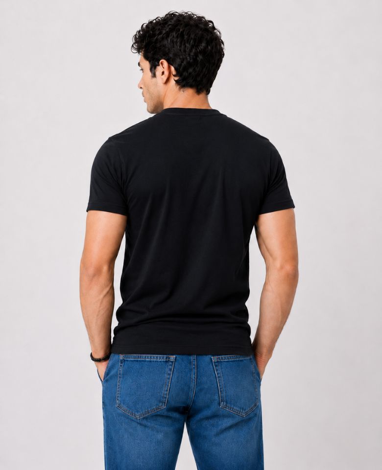 Stagley Men's 100% Cotton Round Neck T-Shirt | Soft, Breathable & Comfortable | Half Sleeve | Regular Fit | Solid Casual Everyday Wear (Black)