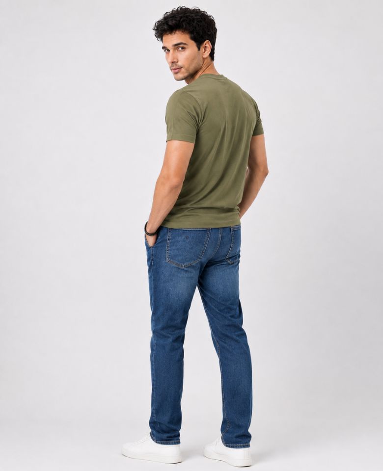 Stagley Men's 100% Cotton Round Neck T-Shirt | Soft, Breathable & Comfortable | Half Sleeve | Regular Fit | Solid Casual Everyday Wear (Olive Green)