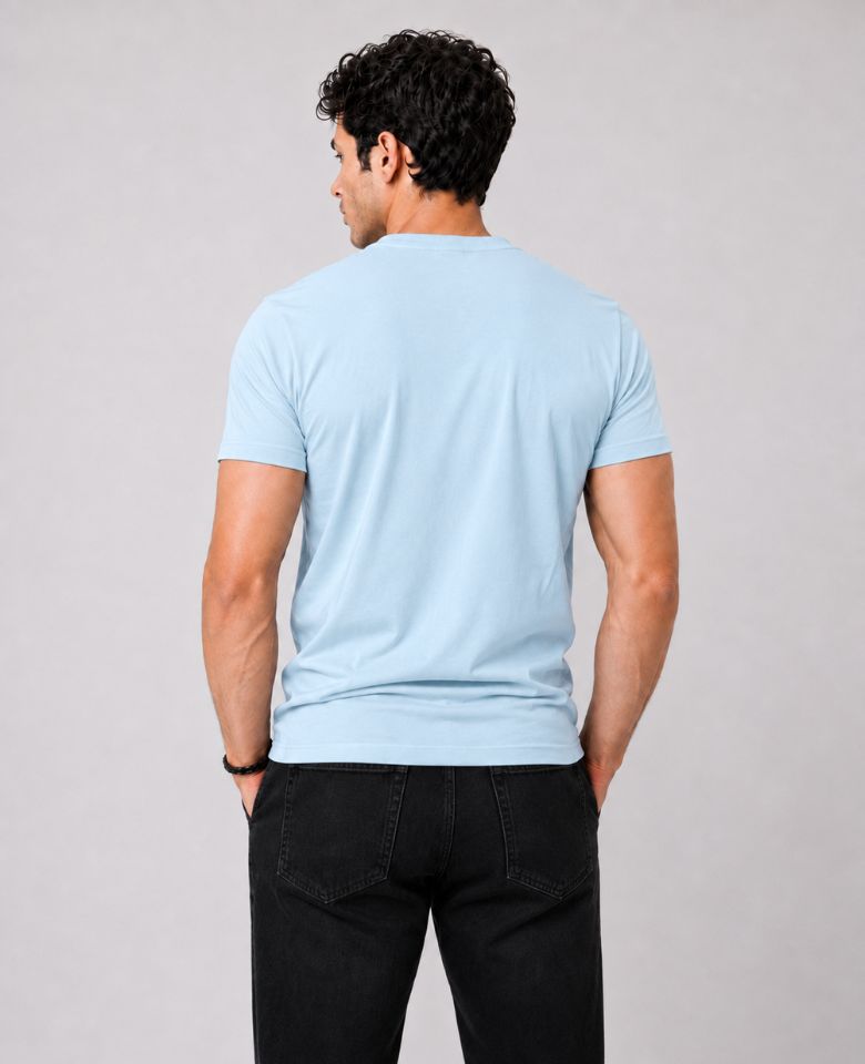 Stagley Men's 100% Cotton Round Neck T-Shirt | Soft, Breathable & Comfortable | Half Sleeve | Regular Fit | Solid Casual Everyday Wear (Sky Blue)