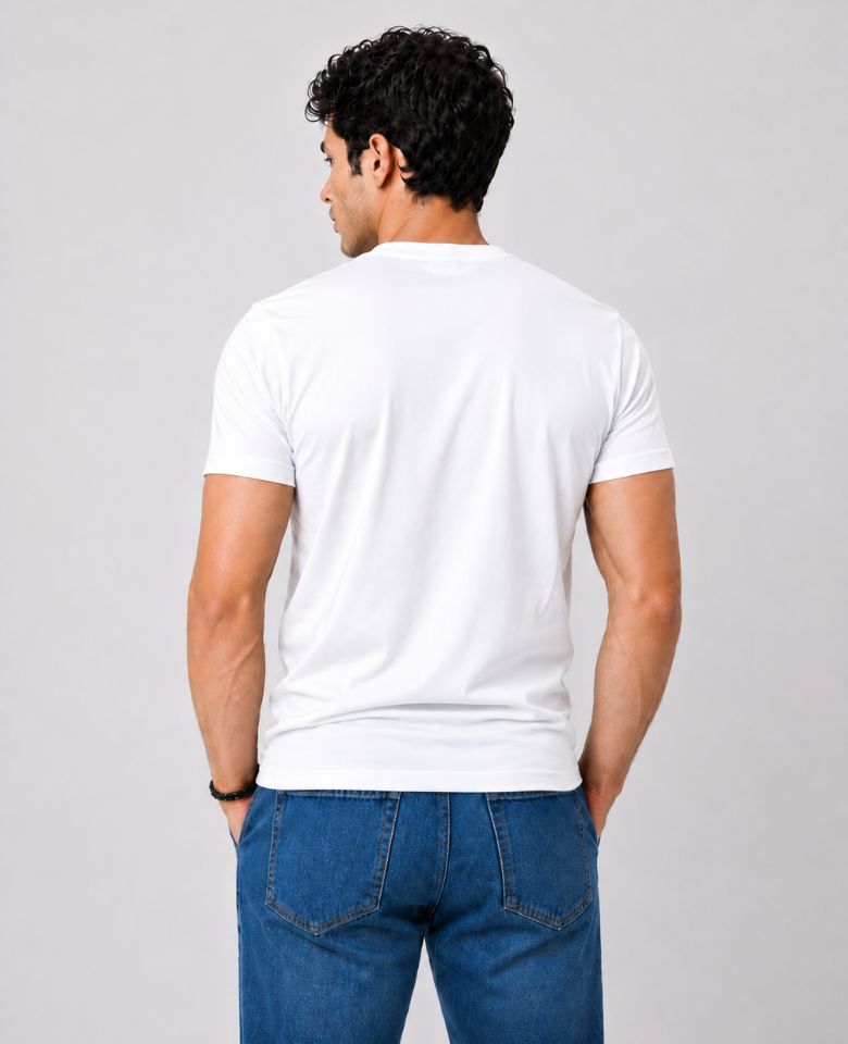Stagley Men's 100% Cotton Round Neck T-Shirt | Soft, Breathable & Comfortable | Half Sleeve | Regular Fit | Solid Casual Everyday Wear (White)