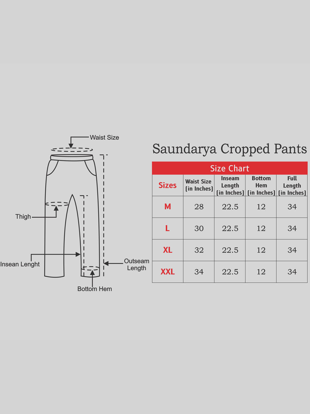Saundarya Women’s Cropped Cotton Pants; Red