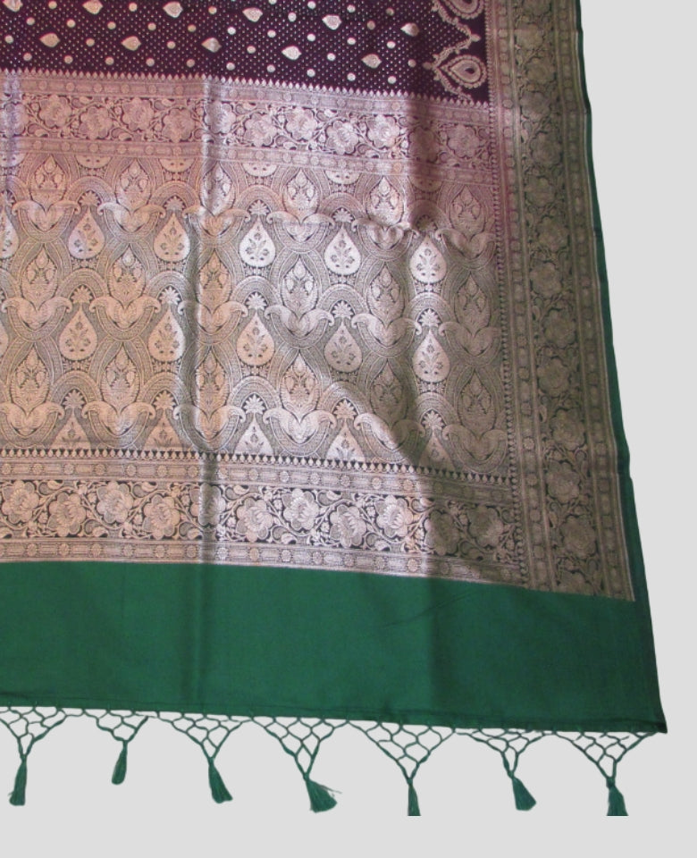 banarasi silk saree zari work Dark Purple