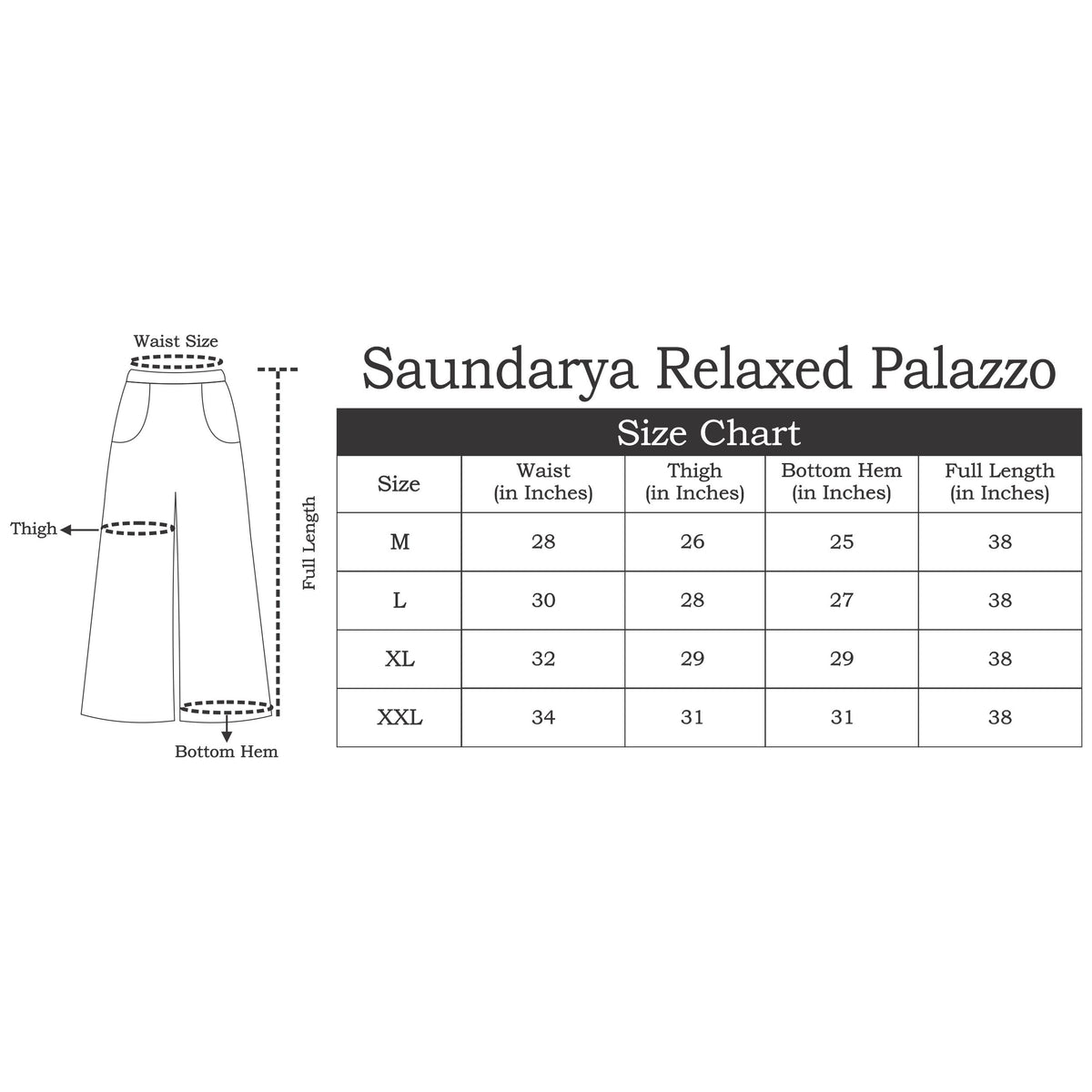 Bottoms size chart